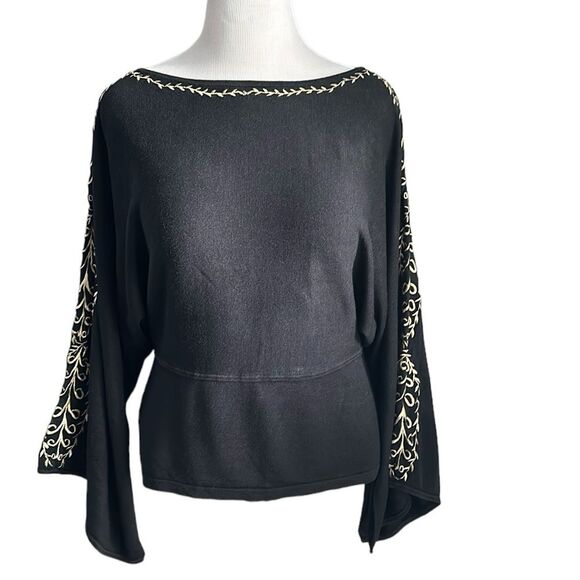Silk Assets Diane Von Furstenberg VTG Embroidered Knit Dolman Sleeve Sweater M - Picture 1 of 8